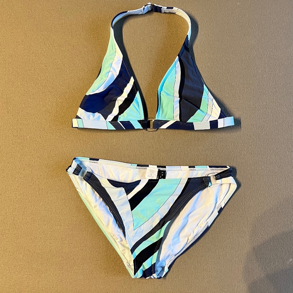 Blue,White & Turquoise Bikini, Size 14